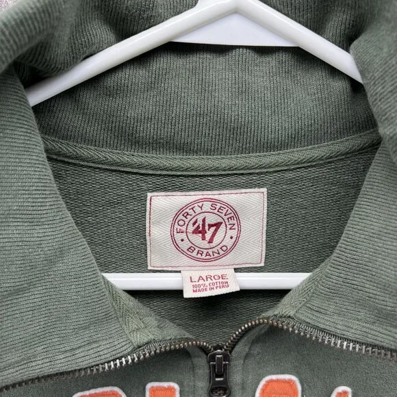 Miami Hurricanes Sweater Men Large Pullover Green 1/4 Zip Sweatshirt VTG 47’ - Picture 6 of 14